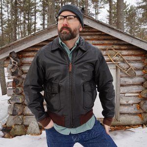 Vintage Banana Republic Leather Bomber Jacket. USA Made. 42 M/L Black / Brown.